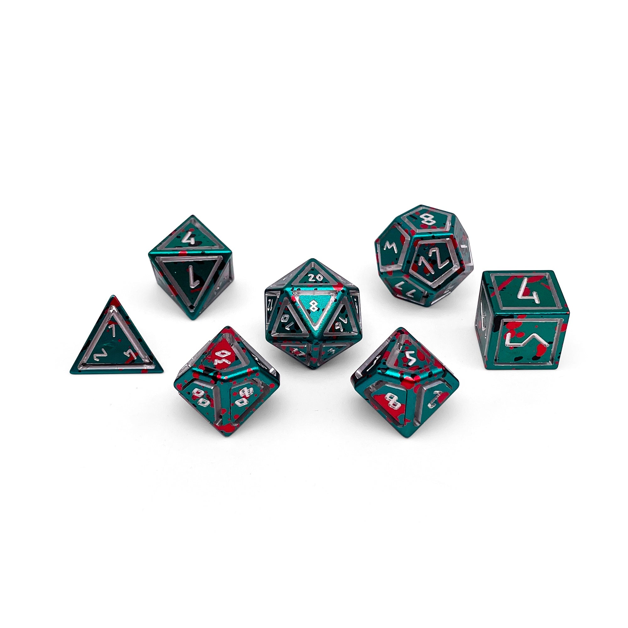 Wild Hunt - Nimbus™ 7 Piece RPG Set 6063 Aluminum Wondrous Dice-Aluminum Dice-Norse Foundry-Norse Foundry-aluminum dice-dungeons & dragons-d&d dice set-rpg dice set-aluminum d&d dice set-d&d-lightweight-perfect for tabletop rpgs