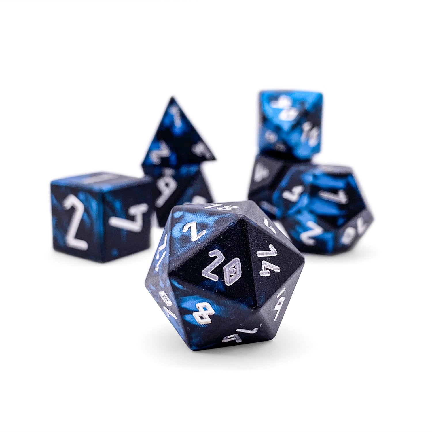 Willow O' Wisp - 7 Piece RPG Set 6063 Aluminum Wondrous Dice-Wondrous Dice | Set of 7-Norse Foundry-Norse Foundry-aluminum dice-dungeons & dragons-d&d dice set-rpg dice set-aluminum d&d dice set-d&d-lightweight-perfect for tabletop rpgs