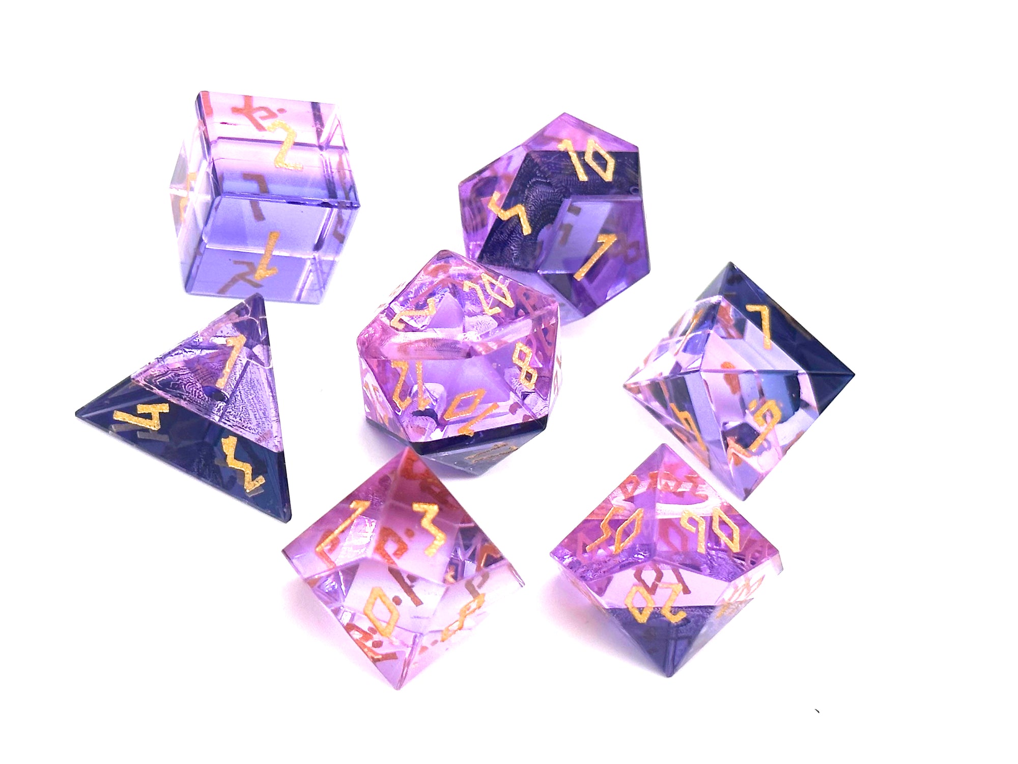 Zircon Pride Dice Bisexual - 7 Piece RPG Set Zircon Glass Dice