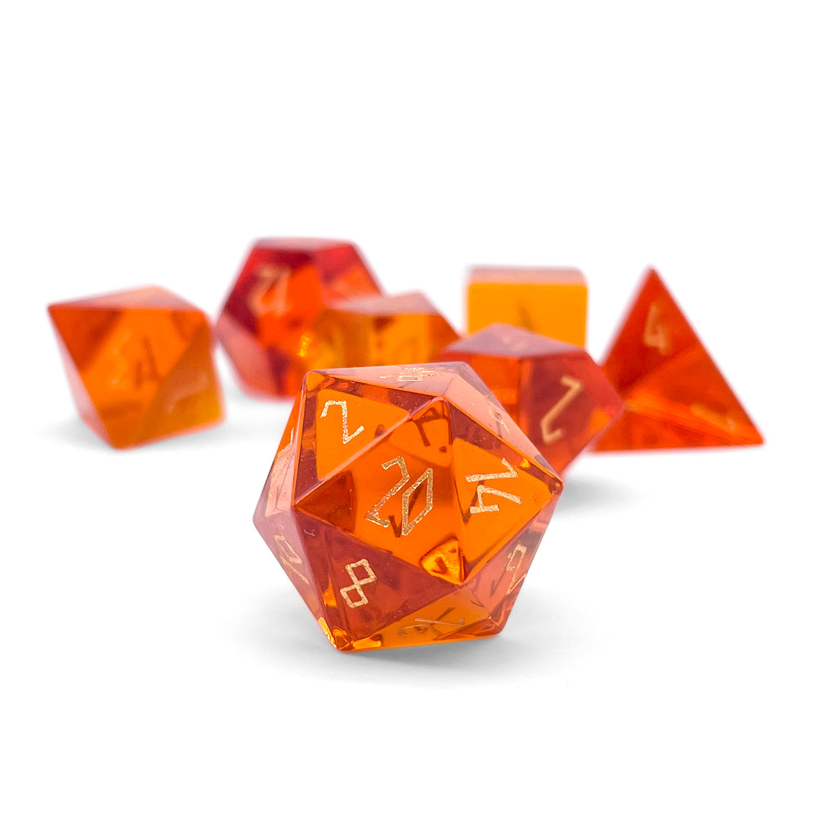 Zircon Tangerine - 7 Piece RPG Set Zircon Glass Dice