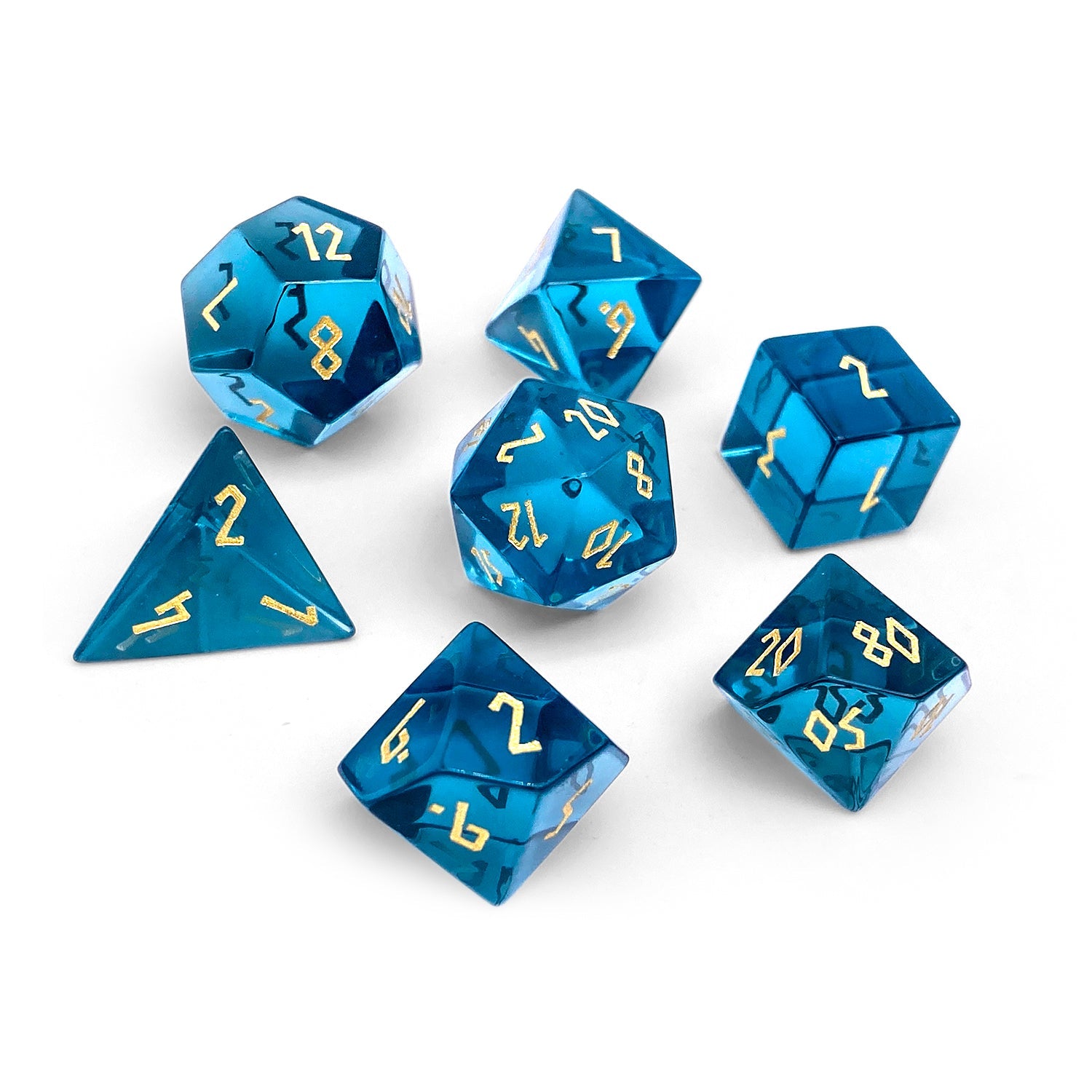 Zircon Aquamarine - 7 Piece RPG Set Zircon Glass Dice-Glass Dice-Norse Foundry-Norse Foundry-zircon glass dice-dungeons & dragons-d&d dice set-rpg dice set-glass dice set-d&d-perfect for tabletop rpgs