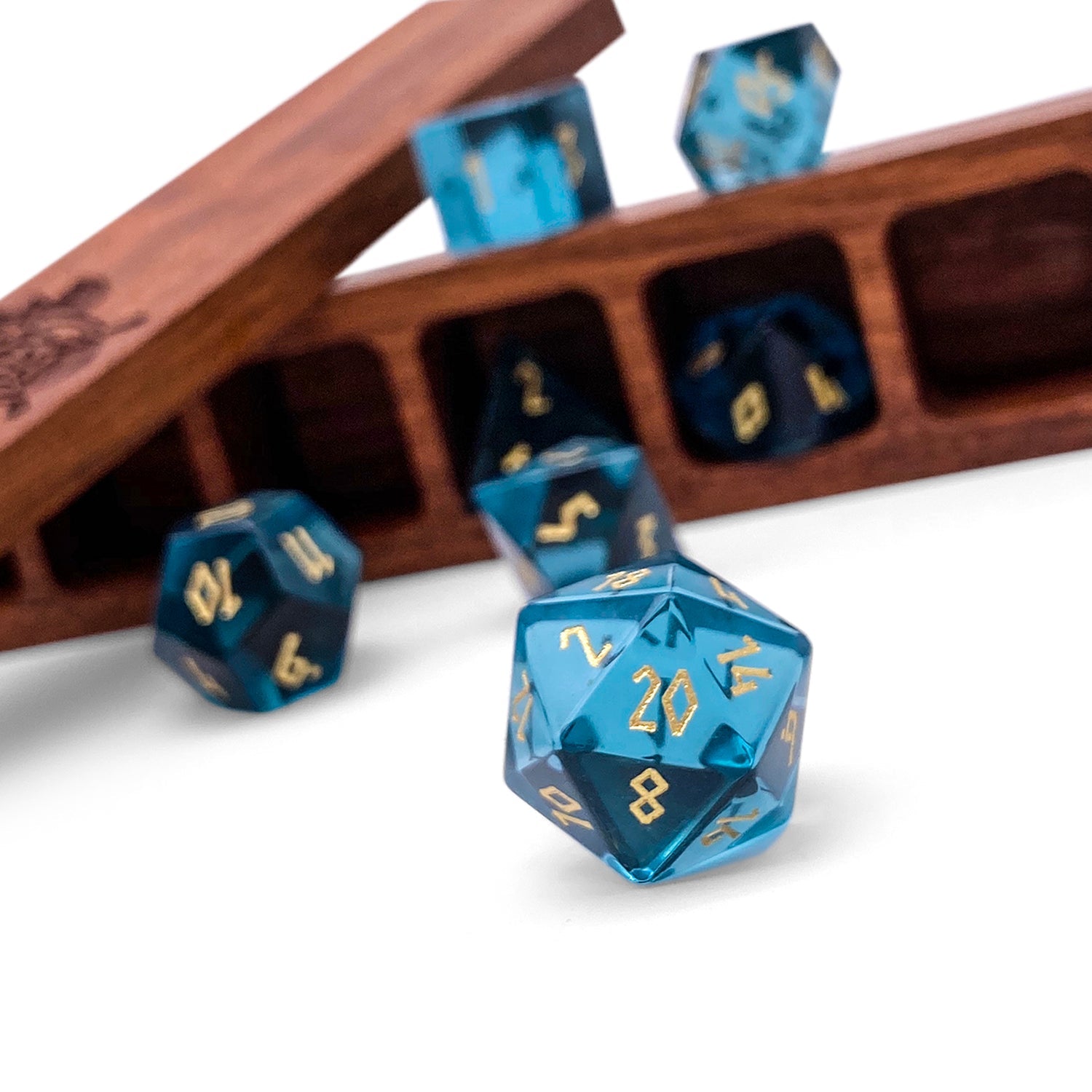 Zircon Aquamarine - 7 Piece RPG Set Zircon Glass Dice-Glass Dice-Norse Foundry-Norse Foundry-zircon glass dice-dungeons & dragons-d&d dice set-rpg dice set-glass dice set-d&d-perfect for tabletop rpgs