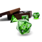 Zircon Emerald - White Font 7 Piece RPG Set Zircon Glass Dice-Glass Dice-Norse Foundry-Norse Foundry-zircon glass dice-dungeons & dragons-d&d dice set-rpg dice set-glass dice set-d&d-perfect for tabletop rpgs