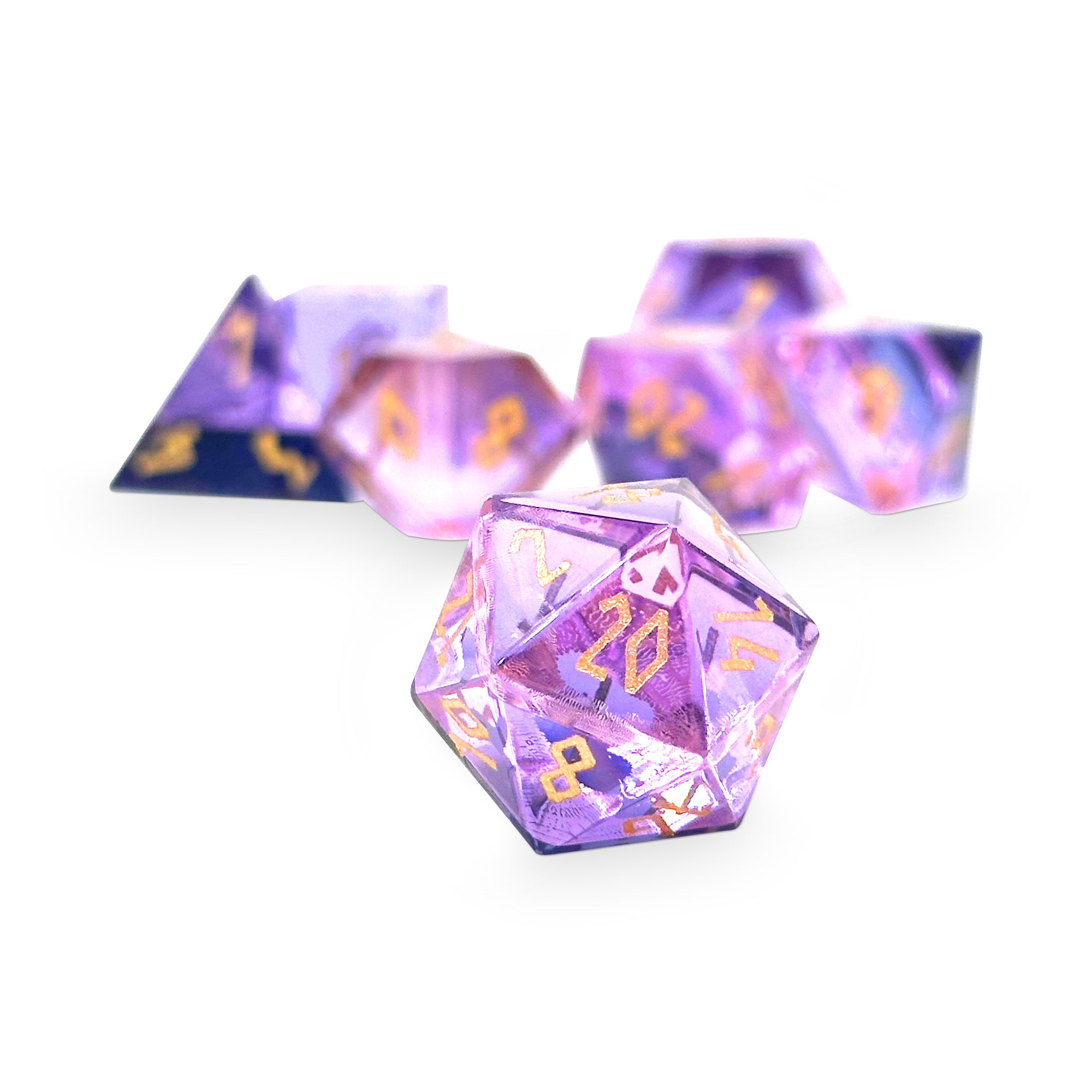 Zircon Pride Dice Bisexual - 7 Piece RPG Set Zircon Glass Dice-Glass Dice-Norse Foundry-dungeons and dragons-dice-dnd-d&d dice-dungeons & dragons-Pride Bisexual-Pride-Bisexual