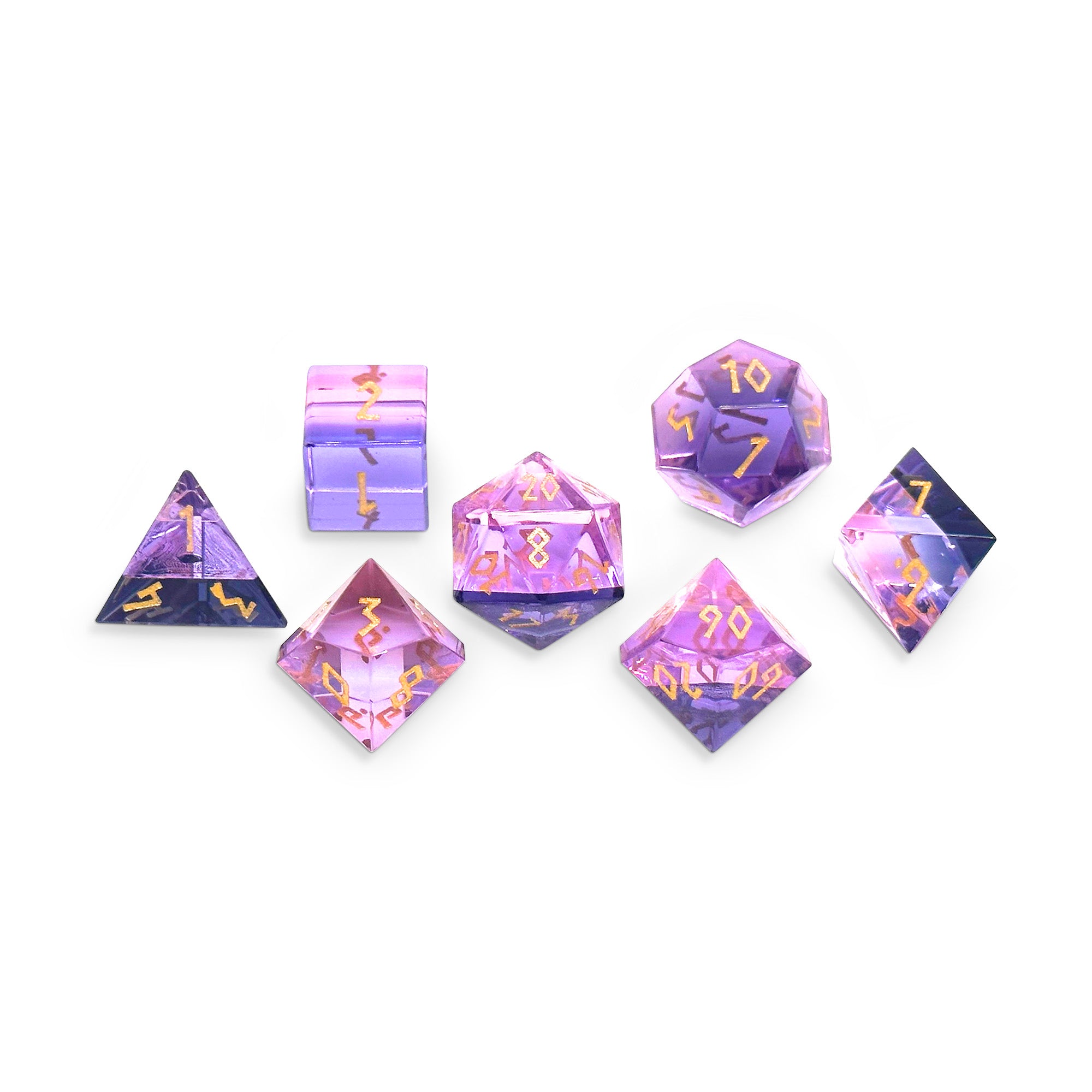 Zircon Pride Dice Bisexual - 7 Piece RPG Set Zircon Glass Dice-Glass Dice-Norse Foundry-dungeons and dragons-dice-dnd-d&d dice-dungeons & dragons-Pride Bisexual-Pride-Bisexual