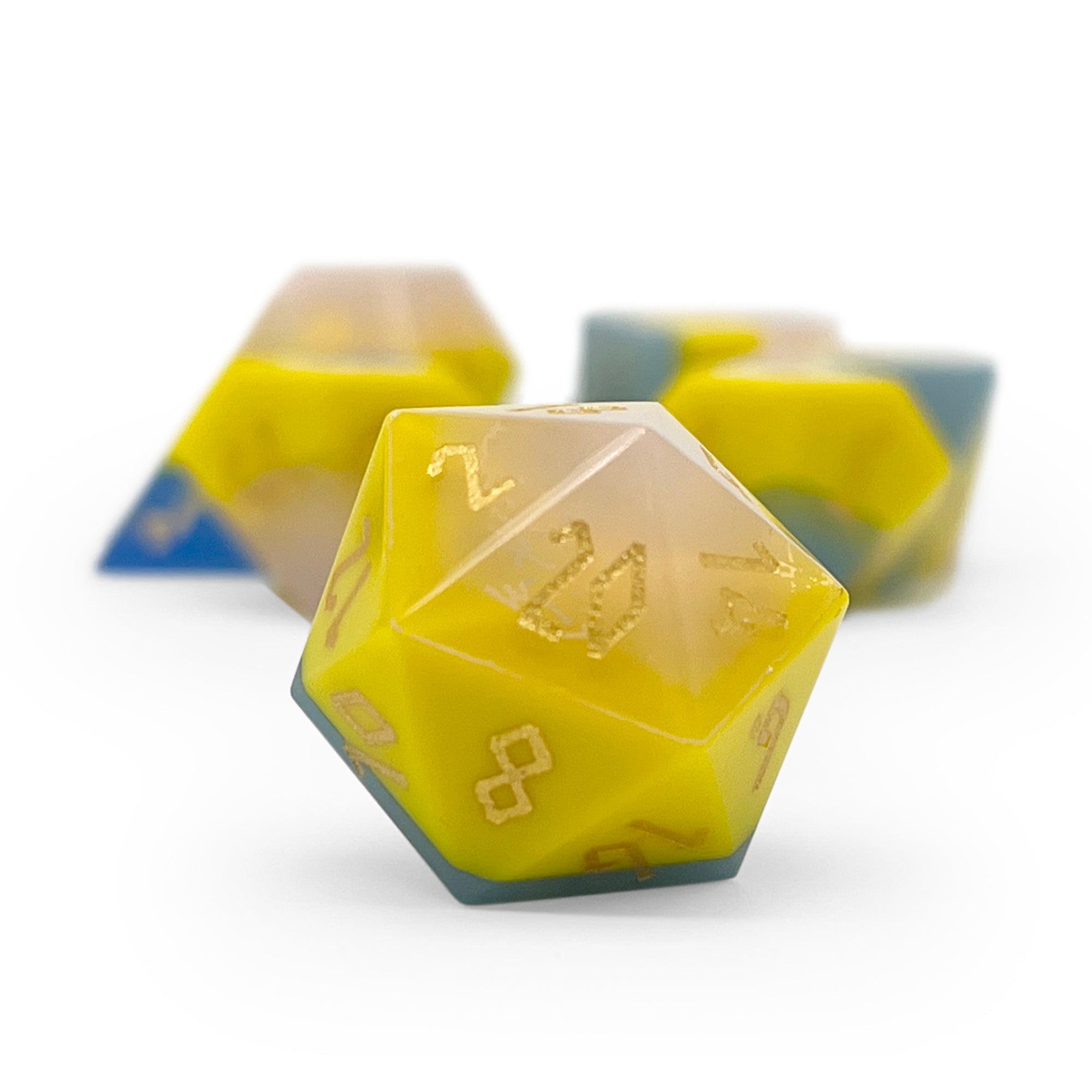 Zircon Pride Dice Pansexual - 7 Piece RPG Set Zircon Glass Dice-Glass Dice-Norse Foundry-dungeons and dragons-dice-dnd-d&d dice-dungeons & dragons-Pride Pansexual-Pride-Pansexual