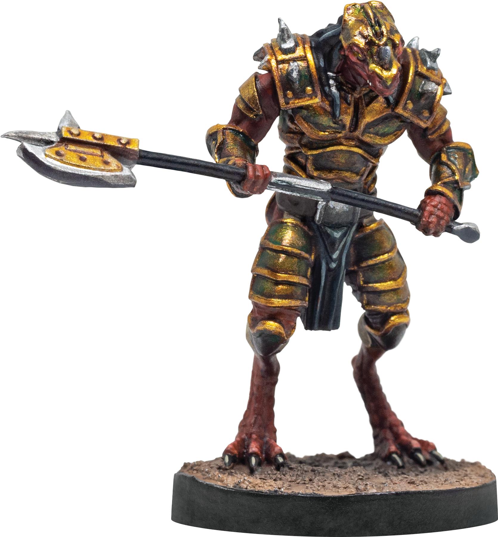 Belgar Dragonfolk in Heavy Armor 28mm Miniature by Adventurers & Adversaries - A&A 0003