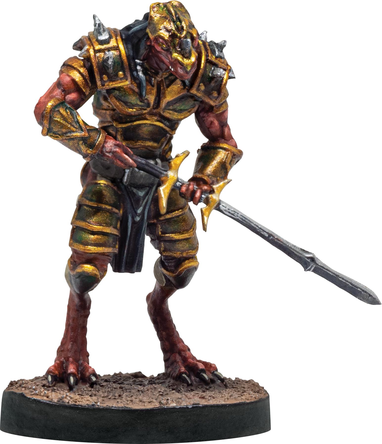 Belgar Dragonfolk in Heavy Armor 28mm Miniature by Adventurers & Adversaries - A&A 0003