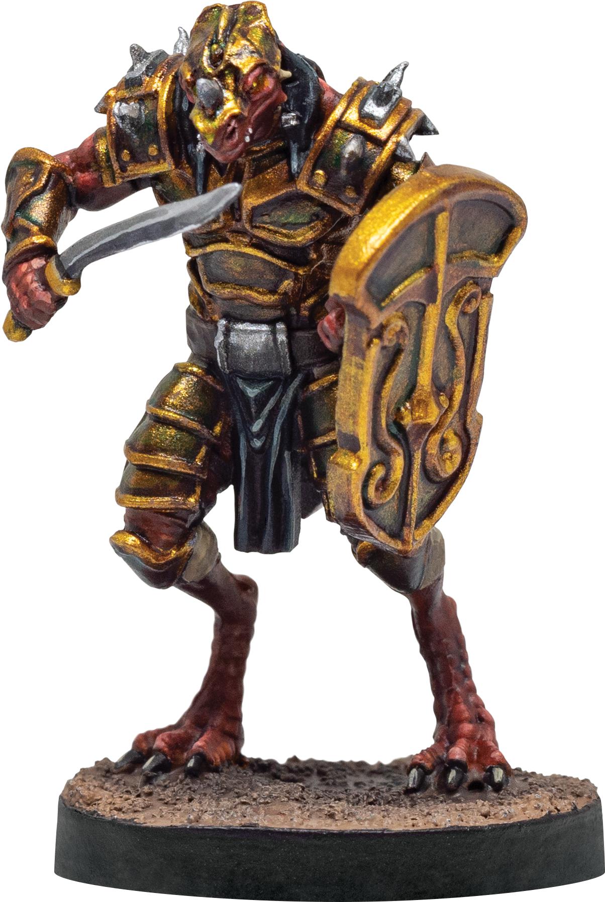 Belgar Dragonfolk in Heavy Armor 28mm Miniature by Adventurers & Adversaries - A&A 0003