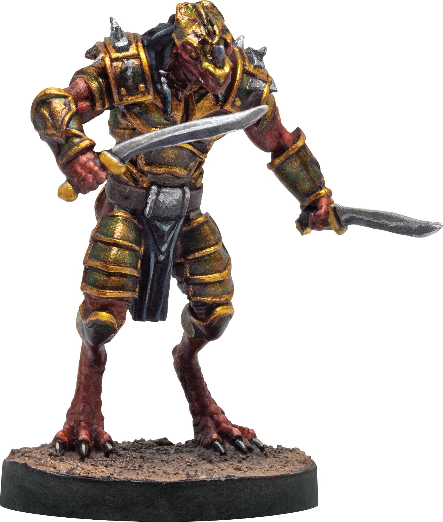 Belgar Dragonfolk in Heavy Armor 28mm Miniature by Adventurers & Adversaries - A&A 0003