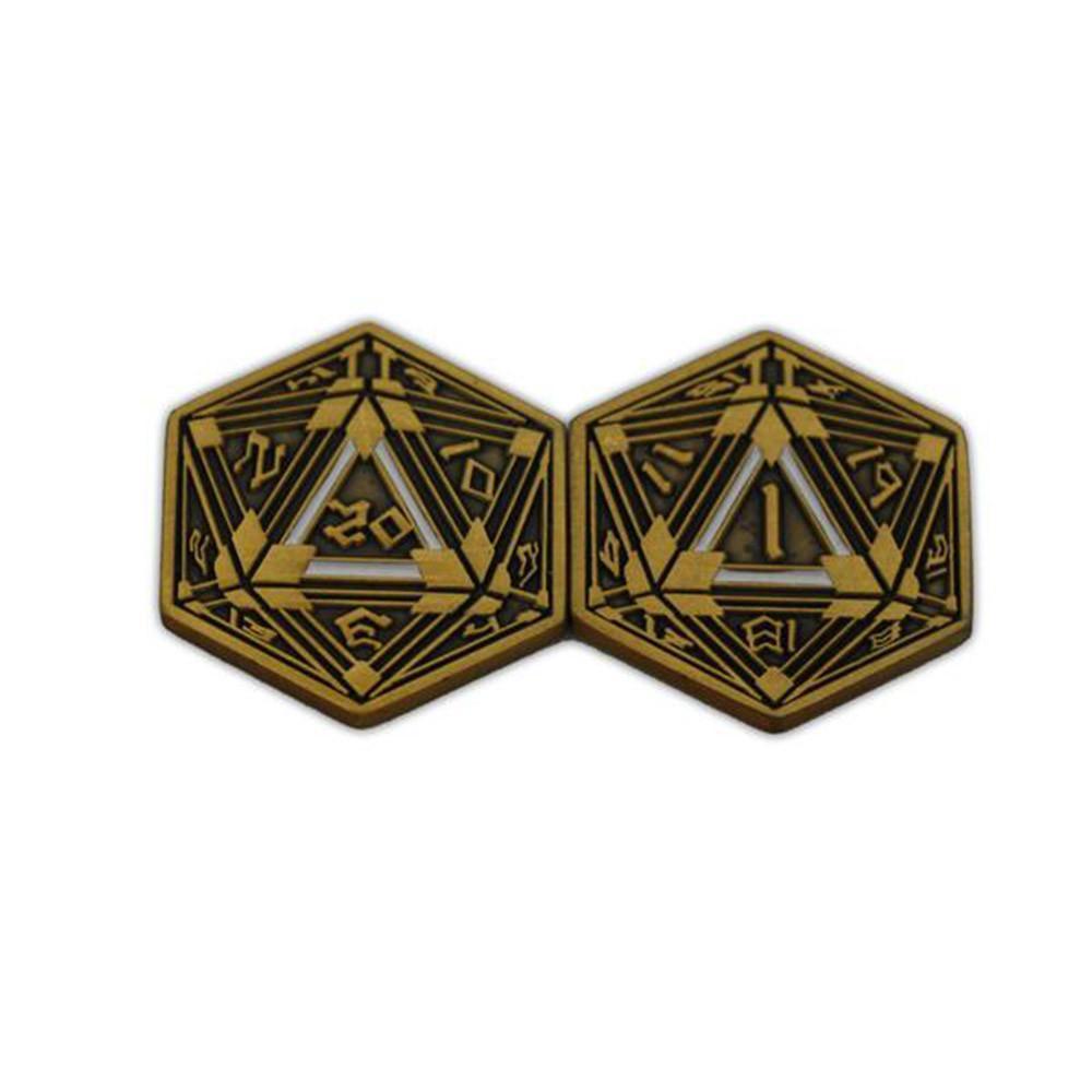 Metal RPG Crit/Fail Coin Gold Plated-25mm - NOR 03685