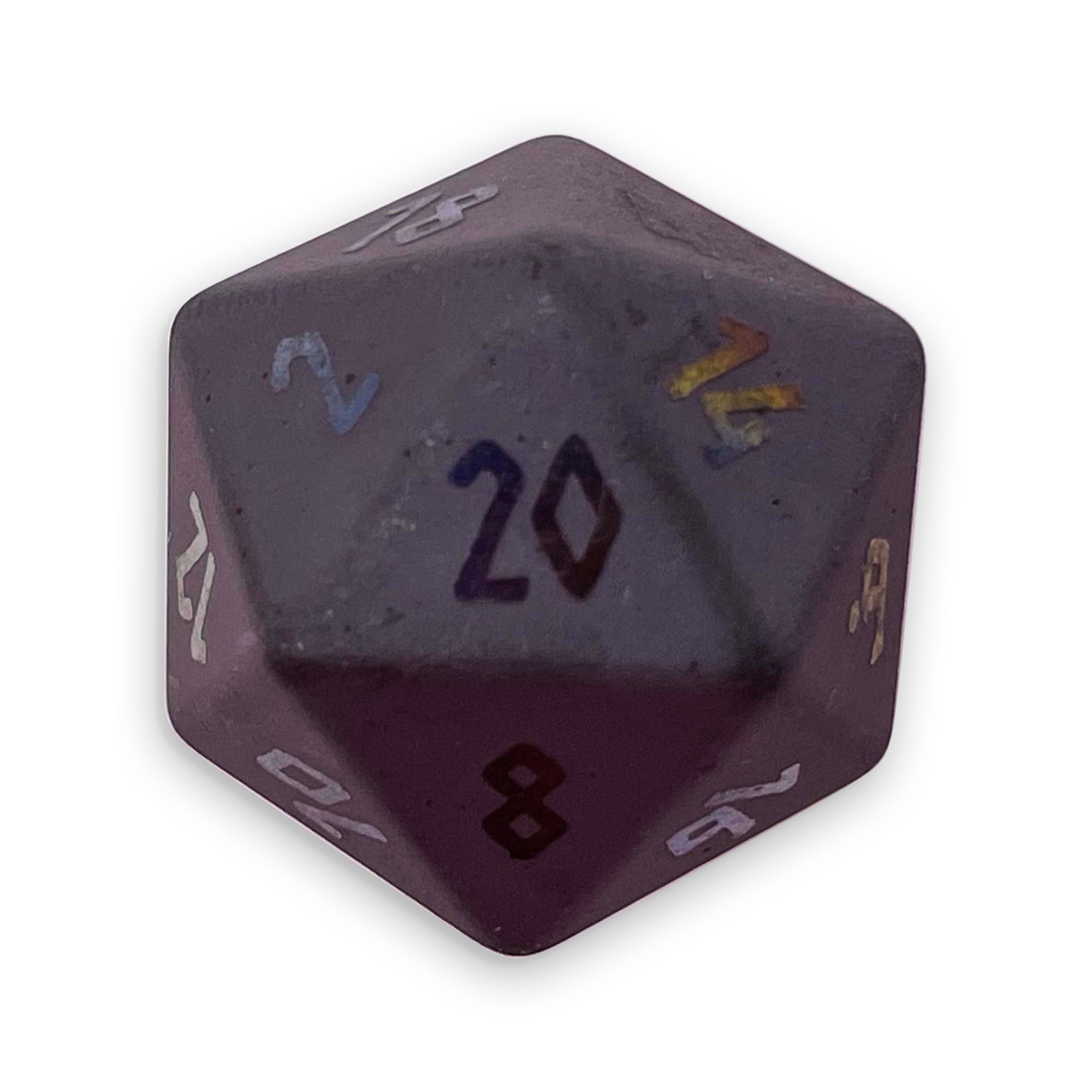 Hematite - Raised Holographic Single D20 Gemstone Dice-Gemstone Dice-NOR 01118-Norse Foundry-dungeon and dragons-dice-dnd-dungeon & dragons
