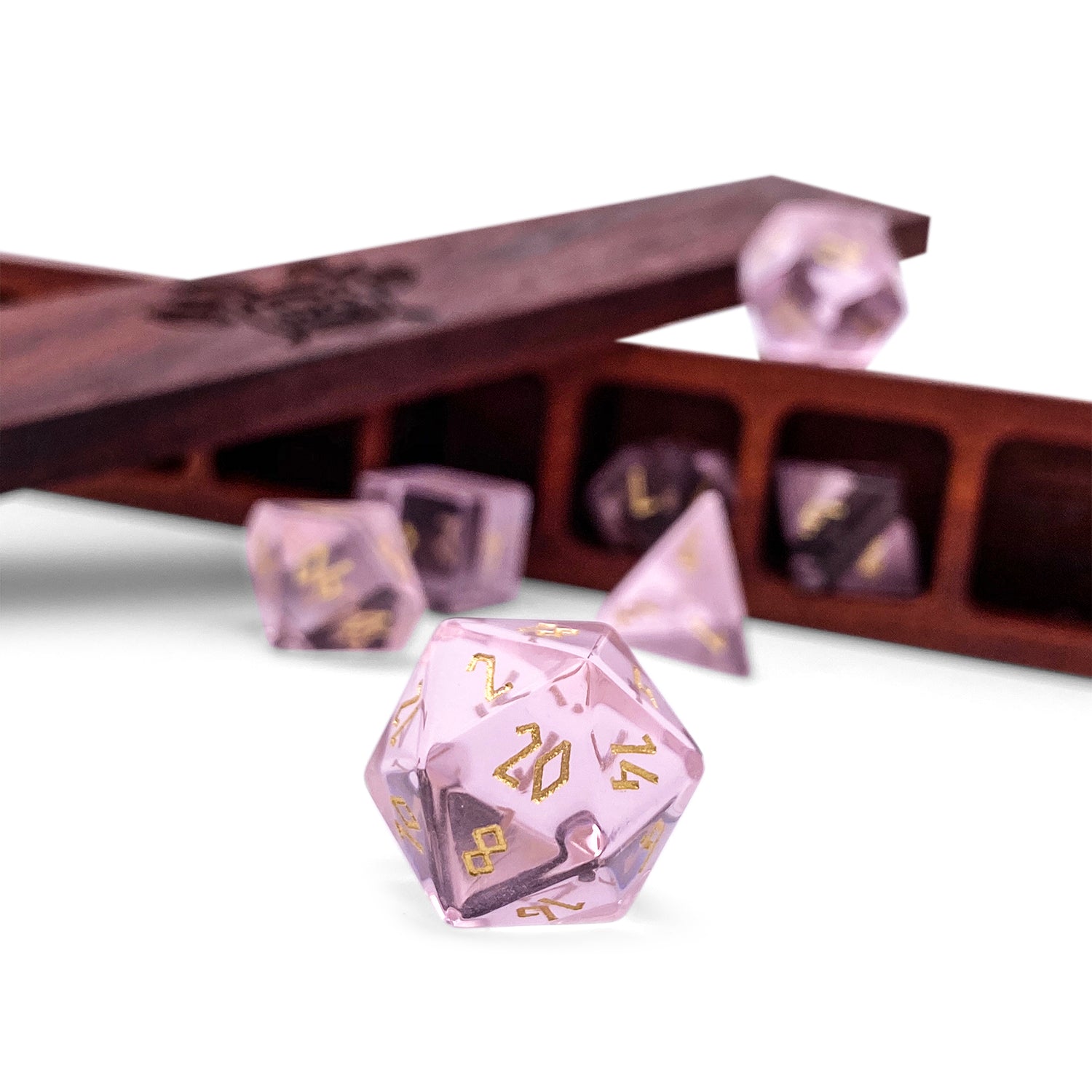 Zircon Tourmaline - 7 Piece RPG Set Zircon Glass Dice - NOR 01565