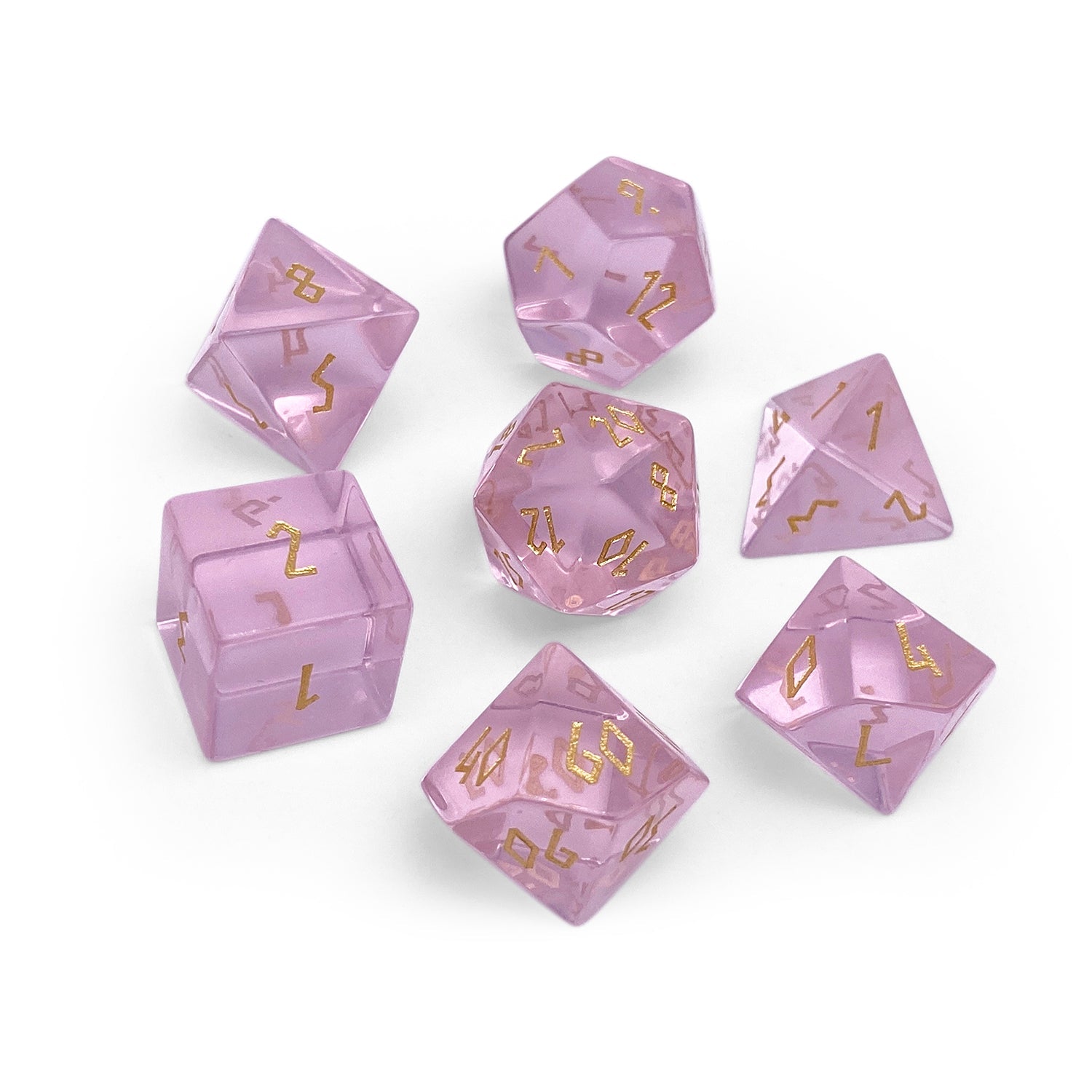 Zircon Tourmaline - 7 Piece RPG Set Zircon Glass Dice - NOR 01565