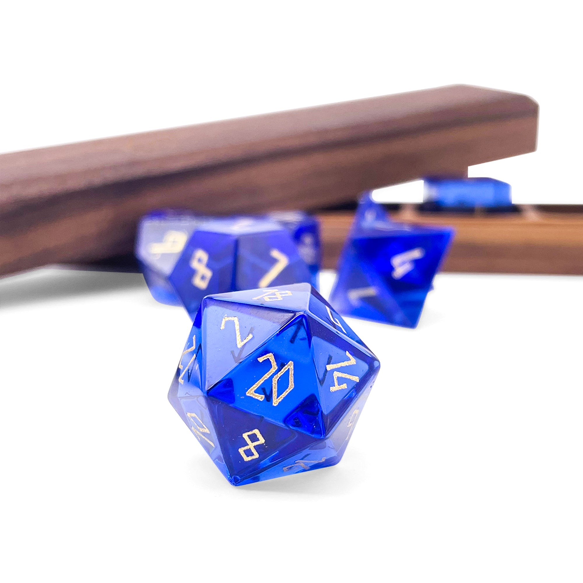 Zircon Sapphire - 7 Piece RPG Set Zircon Glass Dice - NOR 01562