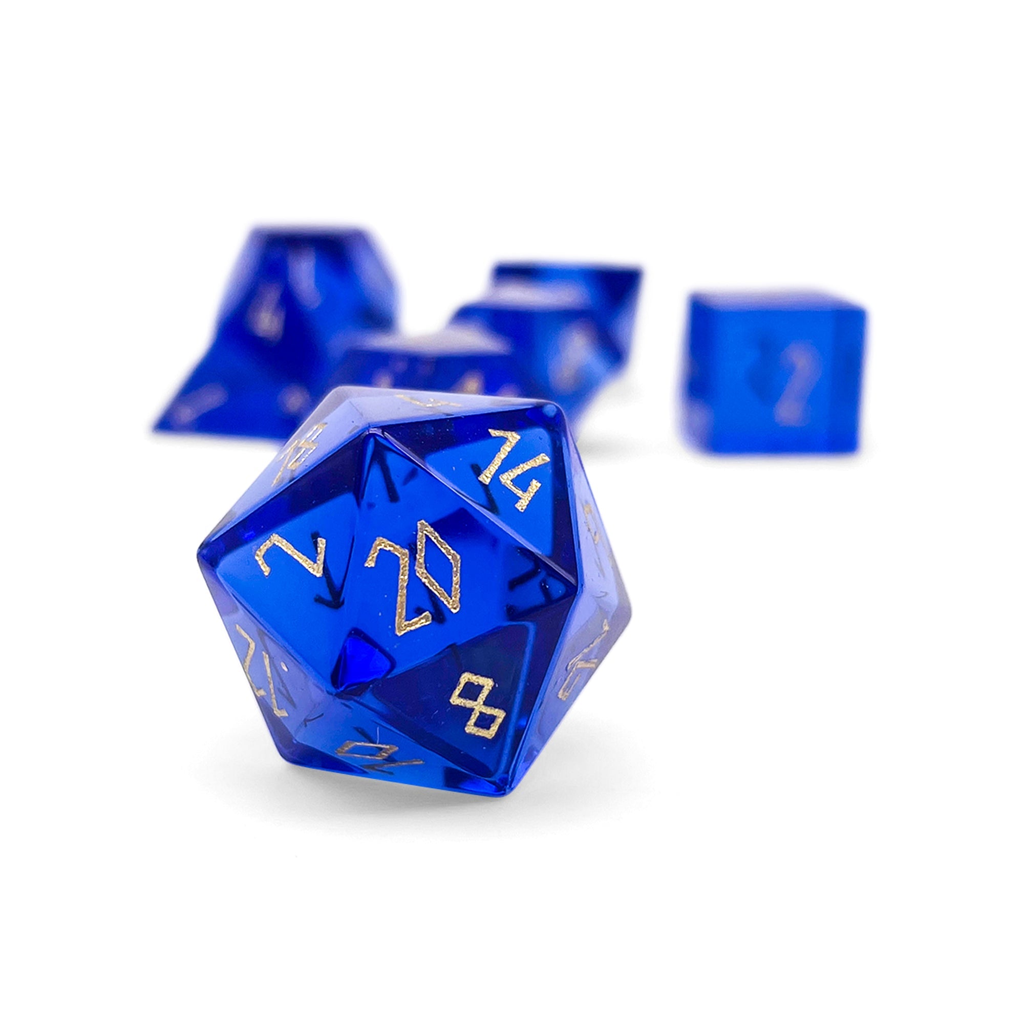 Zircon Sapphire - 7 Piece RPG Set Zircon Glass Dice - NOR 01562