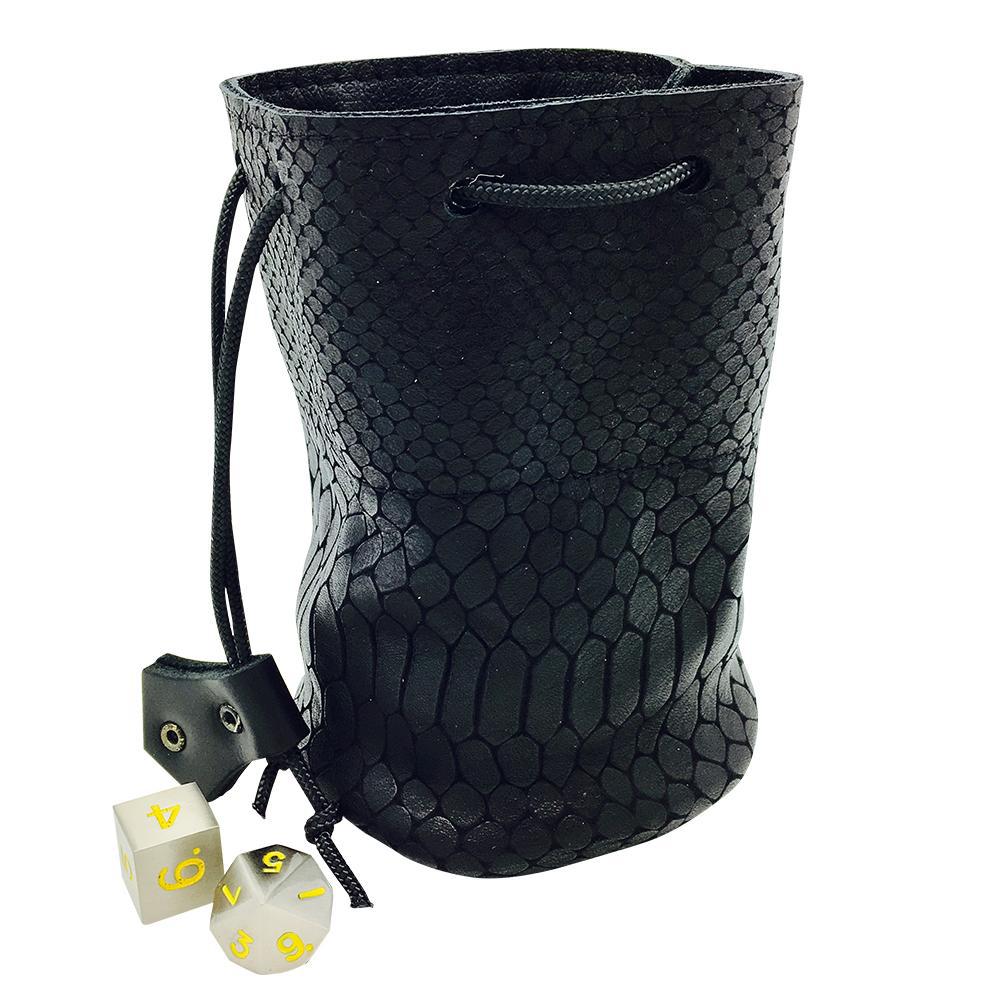 Black Cobra Scale Leather Dice Bag / Dice Cup Transformer