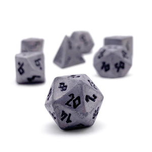 Aged Mithiral Pebble™ Dice - 10mm Alloy Mini Polyhedral Dice Set