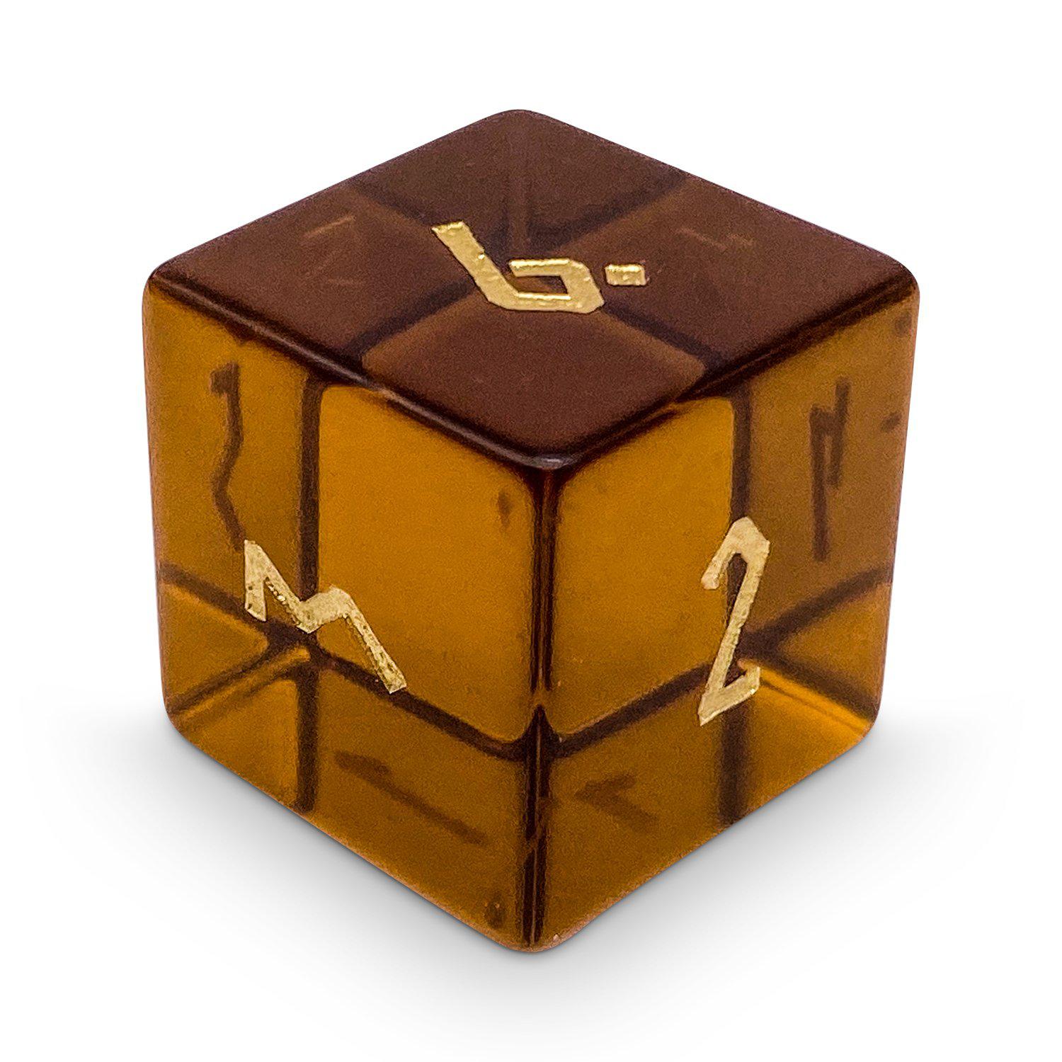 Amber Citrine - Single D6 Zircon Glass Dice-Glass Dice-Norse Foundry-DnD Dice-Glass Dice-D6-Glass D6-Collectible D6 Dice