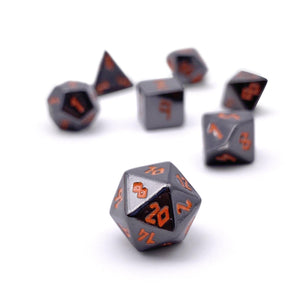 Black Lava Pebble™ Dice - 10mm Alloy Mini Polyhedral Dice Set