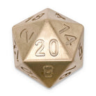 Brass - Boulder® 55mm True Metal Dice-Metal Dice-Norse Foundry-Regular Font-Norse Foundry-dungeons & dragons-d&d dice-rpg dice-d20-metal dice-d&d-55mm-oversize-boulder-luxury dice-perfect for tabletop rpgs
