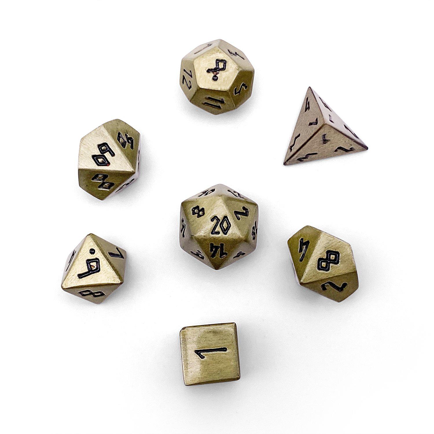 Bronze Dragon Scale Pebble™ Dice - 10mm Alloy Mini Polyhedral Dice Set