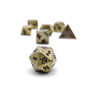 Bronze Dragon Scale Pebble™ Dice - 10mm Alloy Mini Polyhedral Dice Set