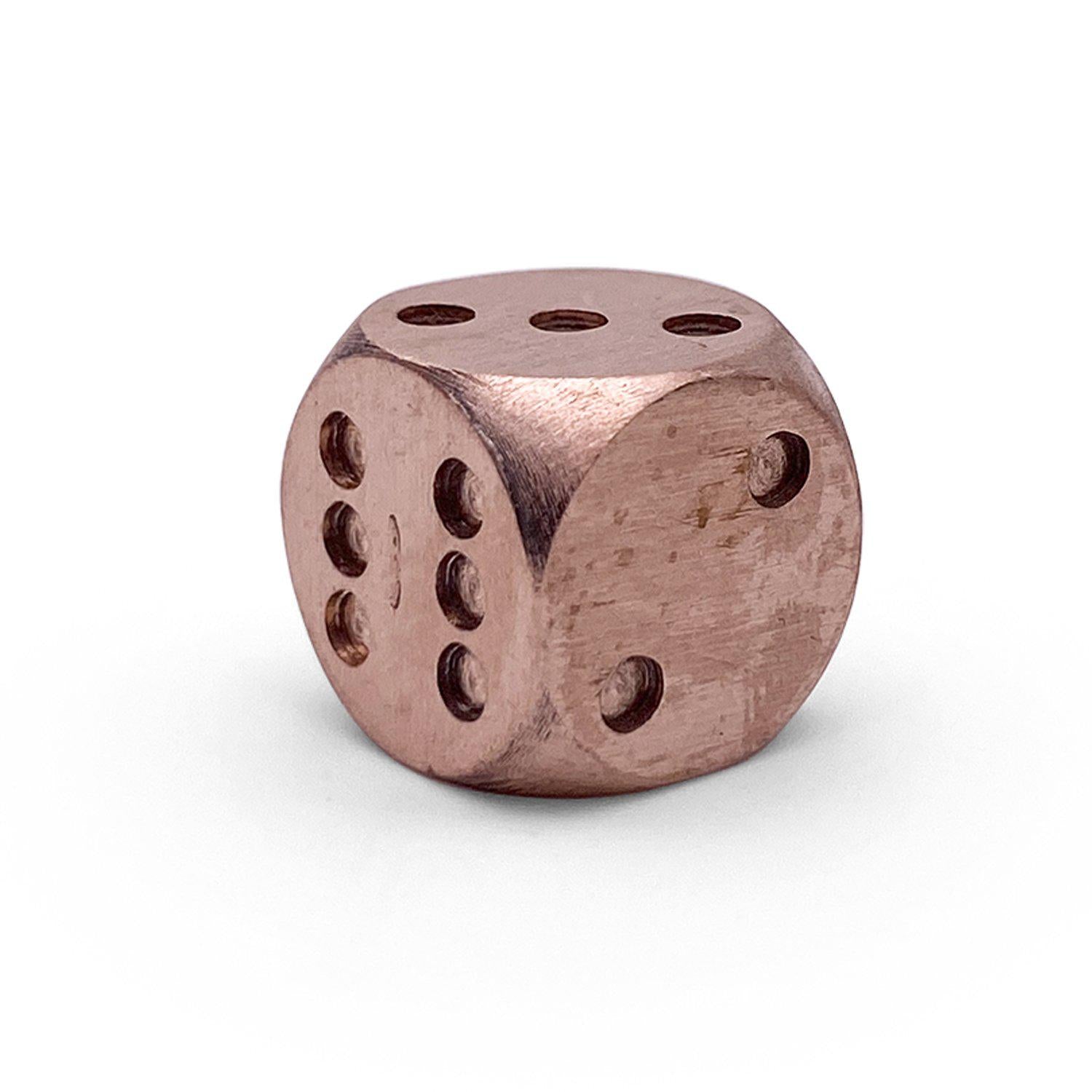 Copper - 12mm D6 Pips True Metal Dice-Metal Dice-Norse Foundry-Single-Norse Foundry-dungeons & dragons-d&d dice-rpg d6-metal d6-d&d-d6-warpips-pips-luxury dice-perfect for tabletop rpgs