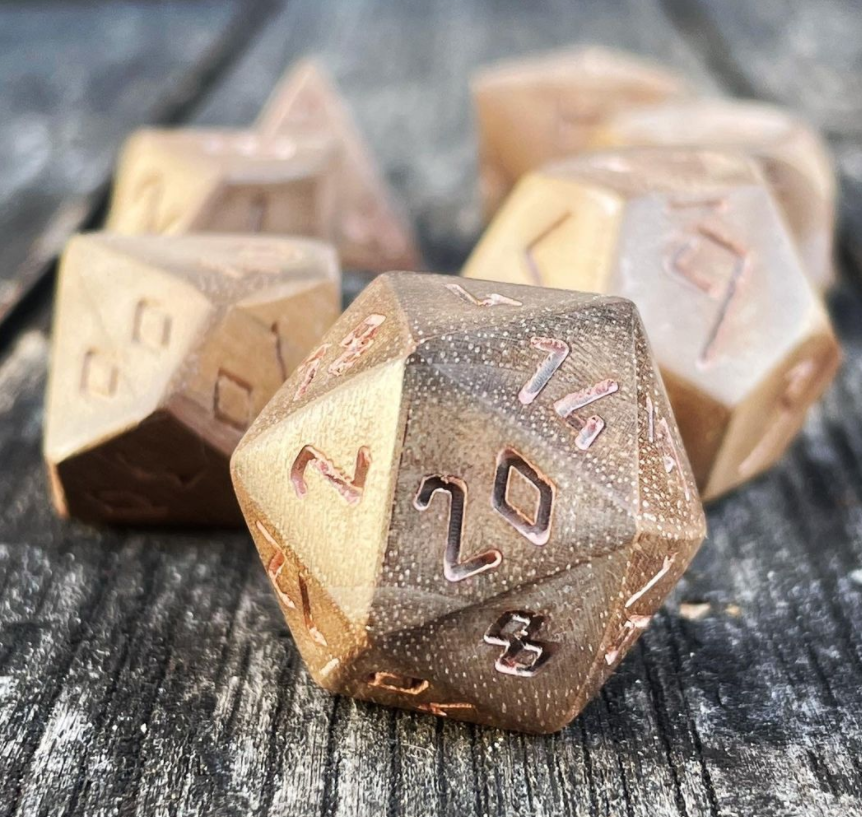 Courbaril - 7 Piece RPG Wooden Dice Set-Wooden Dice-Norse Foundry-Norse Foundry-wood dice set-dungeons & dragons-d&d dice set-rpg dice set-wood dice set-d&d-perfect for tabletop rpgs