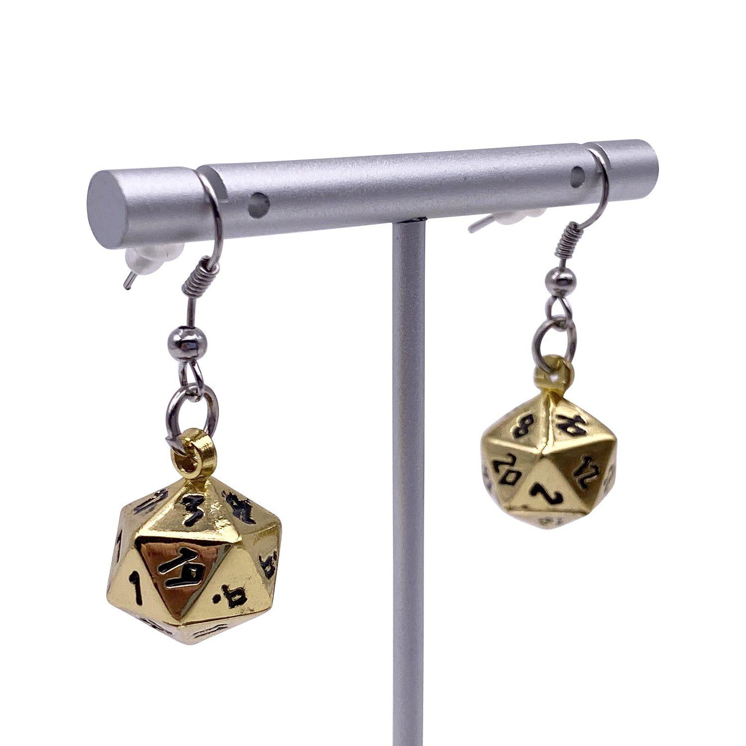 Dead Man's Gold - Ioun Stone D20 Dice Earrings by Norse Foundry-Earrings-Norse Foundry-dungeons and dragons-dnd-dungeons & dragons-earrings-d&d accessories-dice earrings- d20 earrings
