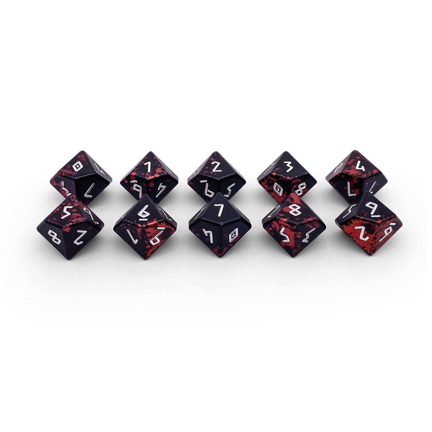 Demon's Blood - 10 D10s Set 6063 Aluminum Wondrous Dice