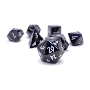Drow Black Pebble™ Dice - 10mm Alloy Mini Polyhedral Dice Set