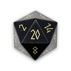 Ebony Cats Eye - Gold Font Boulder® 30mm Glass Dice