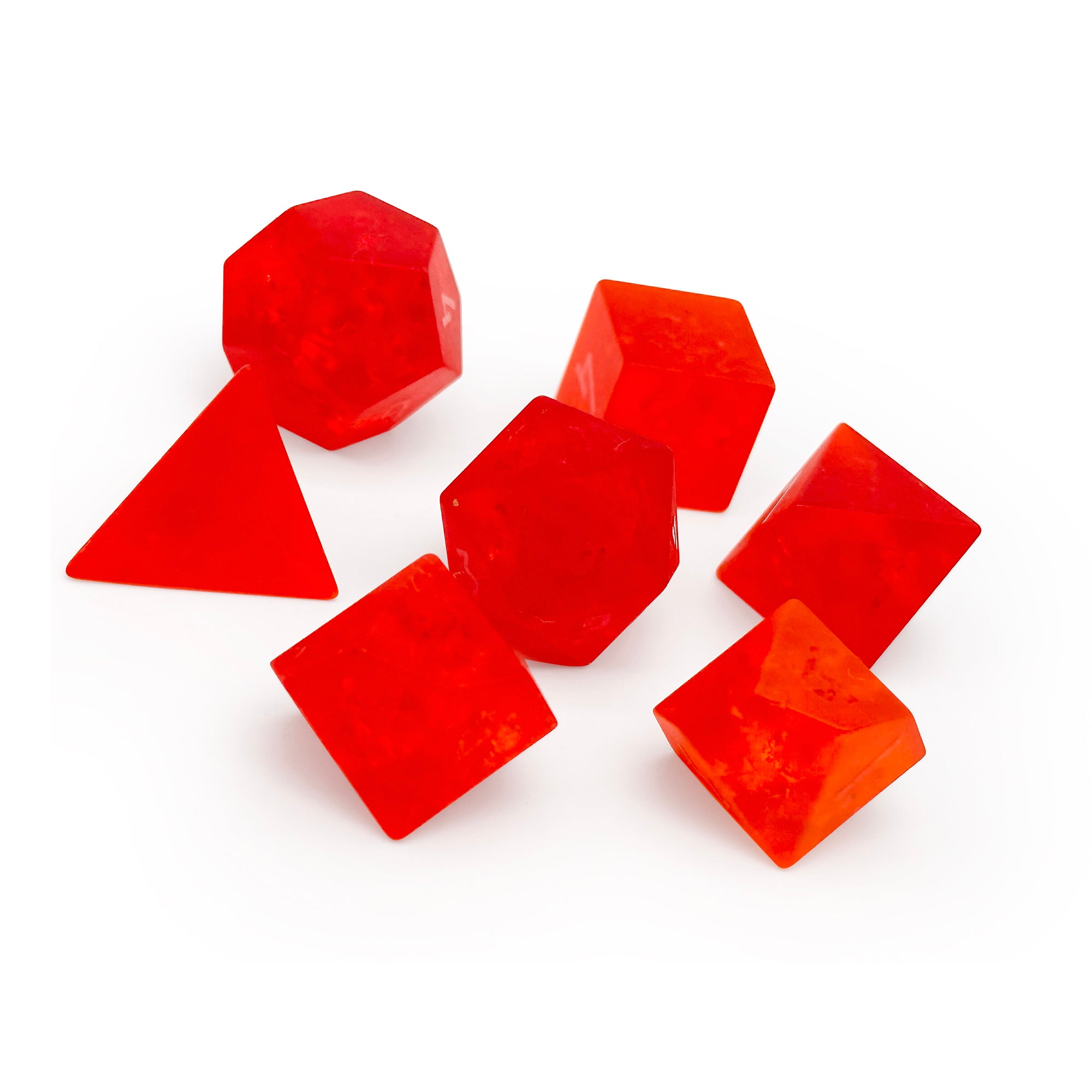 Frosted Shattered Zircon Ruby - Raised-Glass Dice-Norse Foundry-Norse Foundry-zircon glass dice-dungeons & dragons-d&d dice set-rpg dice set-glass dice set-d&d-perfect for tabletop rpgs