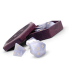 Grey Cats Eye - 7 Piece RPG Set Glass Dice-Glass Dice-Norse Foundry-Norse Foundry-cat's eye glass dice-dungeons & dragons-d&d dice set-rpg dice set-glass dice set-d&d-perfect for tabletop rpgs