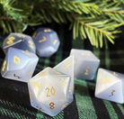 Grey Cats Eye - 7 Piece RPG Set Glass Dice-Glass Dice-Norse Foundry-Norse Foundry-cat's eye glass dice-dungeons & dragons-d&d dice set-rpg dice set-glass dice set-d&d-perfect for tabletop rpgs