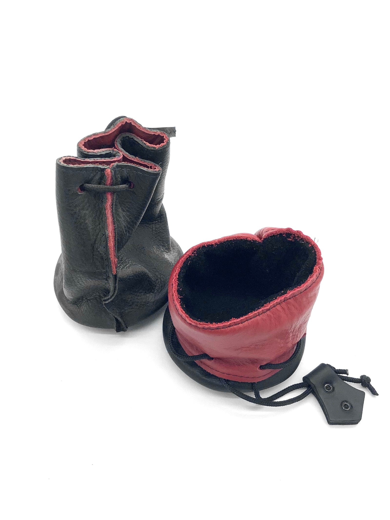 Black/Red Leather Dice Bag / Dice Cup Transformer