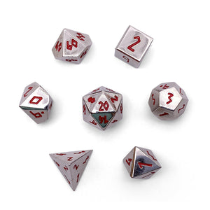 Lycanthrope Silver Pebble™ Dice - 10mm Alloy Mini Polyhedral Dice Set