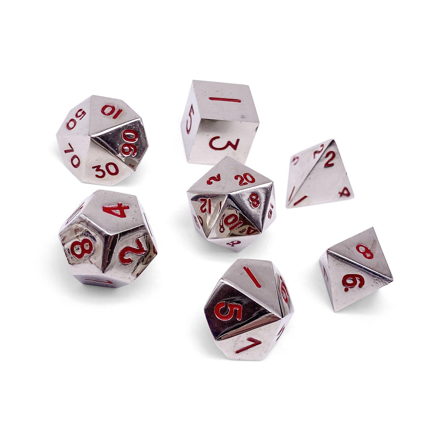 Lycanthrope Silver - 7 Piece Metal Dice Set