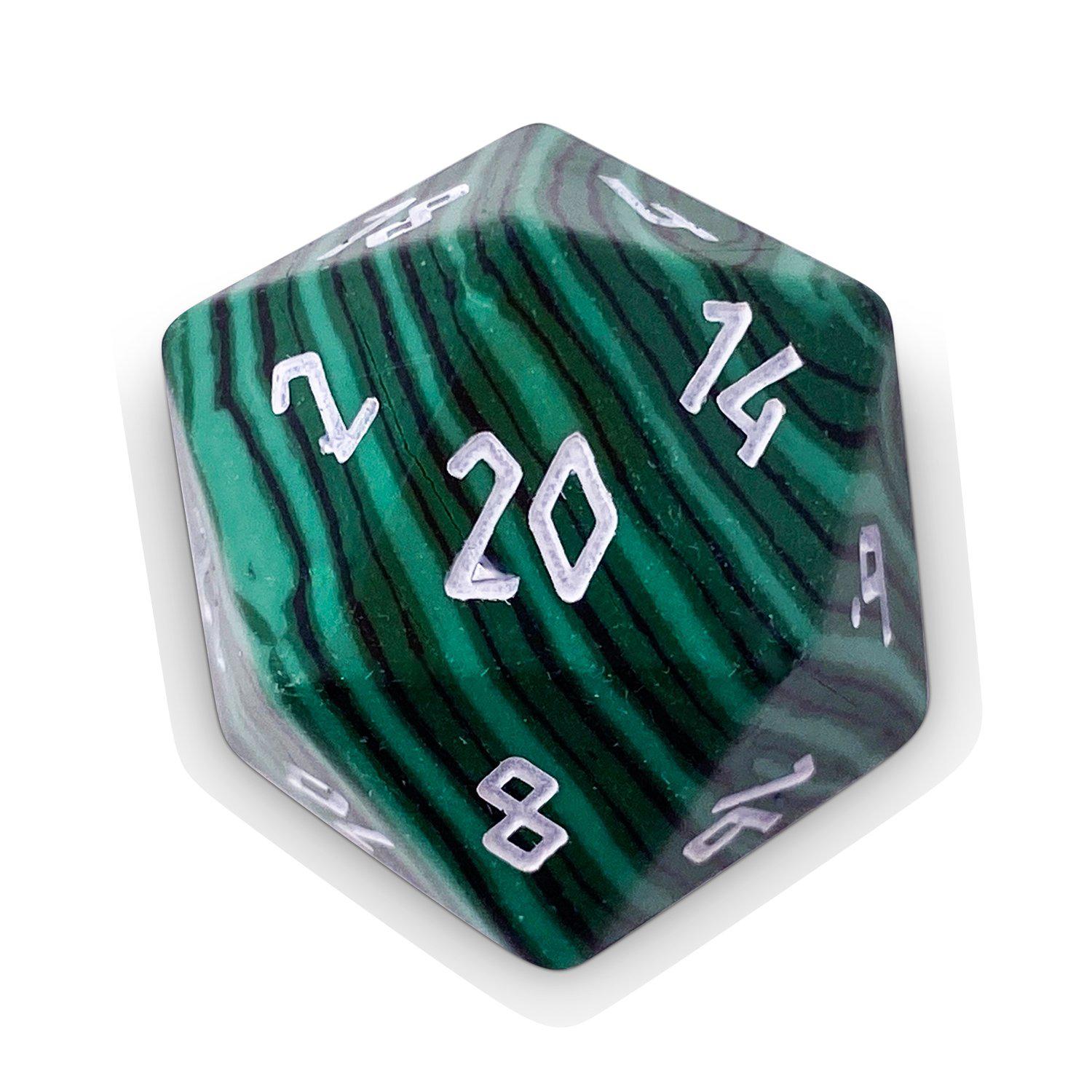 Malachite - Single D20 Gemstone Dice-Gemstone Dice-NOR 01108-Norse Foundry-dungeon and dragons-dice-dnd-dungeon & dragons