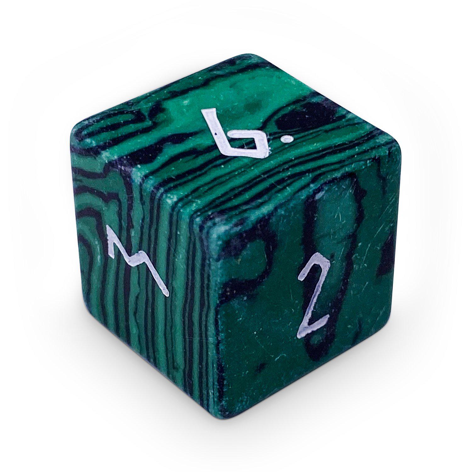 Malachite - Single D6 Gemstone Dice-Gemstone Dice-NOR 01161-Norse Foundry-dungeon and dragons-dice-dnd-dungeon & dragons