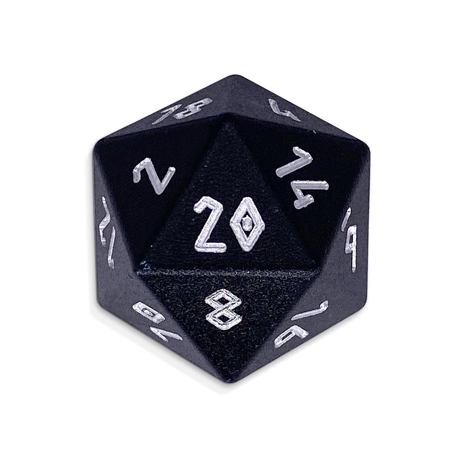 Night Black - Single D20 - Aluminum Dice-Aluminum Dice-Norse Foundry-Norse Foundry-aluminum dice-dungeons & dragons-d&d-rpg dice-aluminum d&d-lightweight-perfect for tabletop rpgs