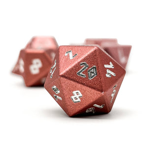 Warlock Pink - Norse Font 7 Piece RPG Set 6063 Aluminum Dice