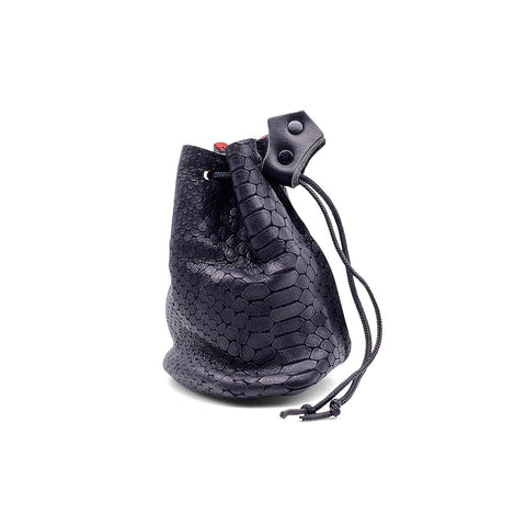 Black / Red Cobra Scale Leather Dice Bag / Dice Cup Transformer