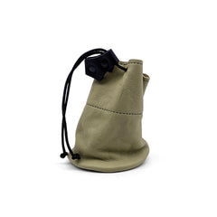 Olive Beige and Brown Leather Dice Bag / Dice Cup Transformer