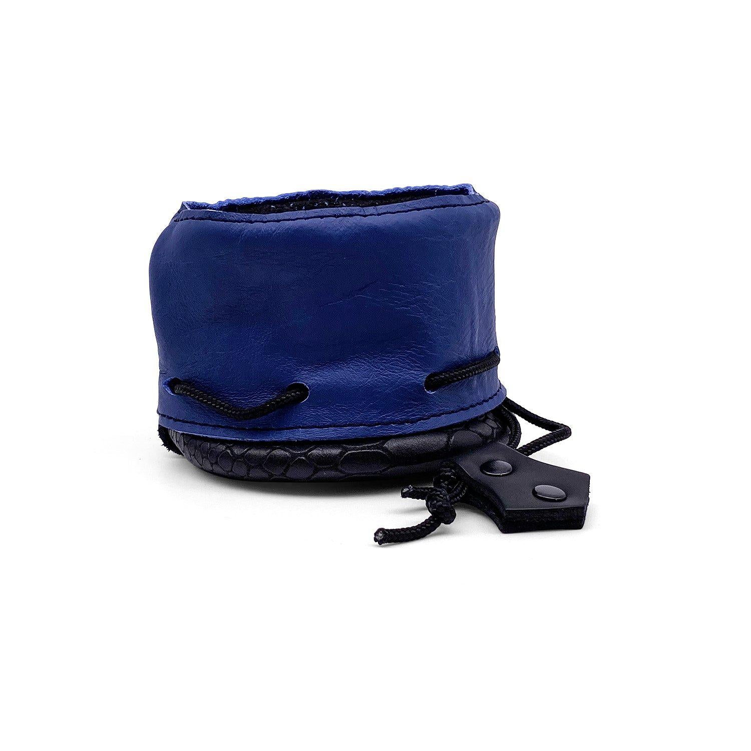 Black / Blue Cobra Scale Leather Dice Bag / Dice Cup Transformer
