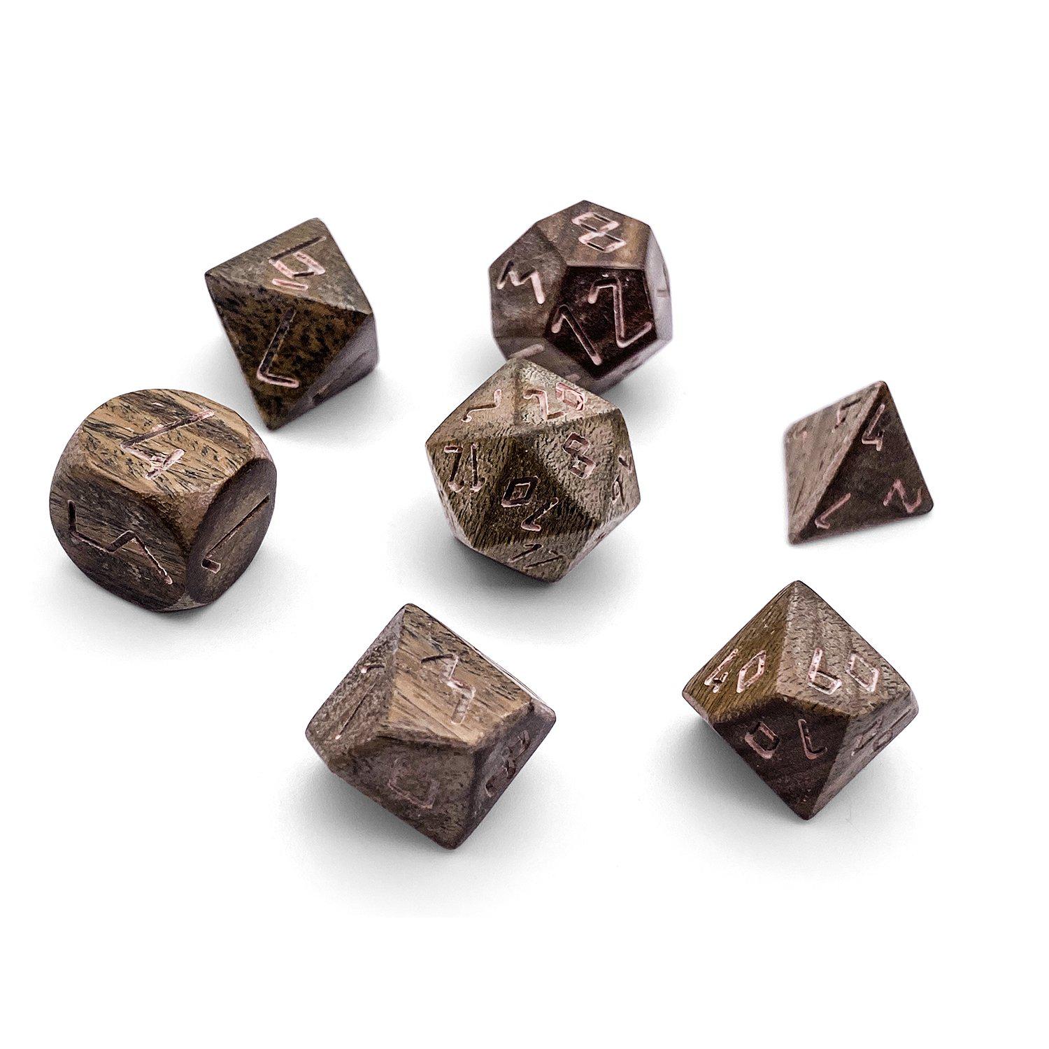Green Sandalwood - 7 Piece RPG Wooden Dice Set – Norse Foundry