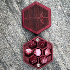 Pink Cats Eye - 7 Piece RPG Set Glass Dice-Glass Dice-Norse Foundry-Norse Foundry-cat's eye glass dice-dungeons & dragons-d&d dice set-rpg dice set-glass dice set-d&d-perfect for tabletop rpgs