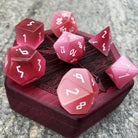 Pink Cats Eye - 7 Piece RPG Set Glass Dice-Glass Dice-Norse Foundry-Norse Foundry-cat's eye glass dice-dungeons & dragons-d&d dice set-rpg dice set-glass dice set-d&d-perfect for tabletop rpgs
