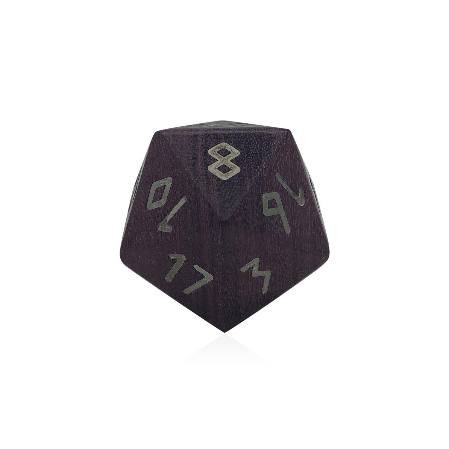 Purple Heart - Boulder® with Silver Inlay 45mm Wooden Dice-Dice-Norse Foundry-Norse Foundry-dungeons & dragons-d&d dice-rpg dice-d20-wood dice-d&d-boulder-perfect for tabletop rpgs